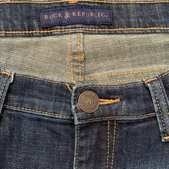 Rock & Republic Jeans Women Size 8 Emo Skinny Straight Embossed Mid-Rise Stretch - Picture 3 of 9